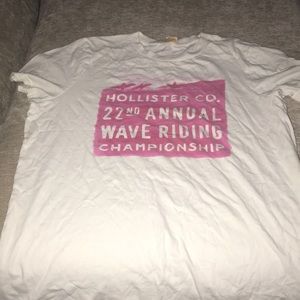 Pink and White Hollister T-Shirt